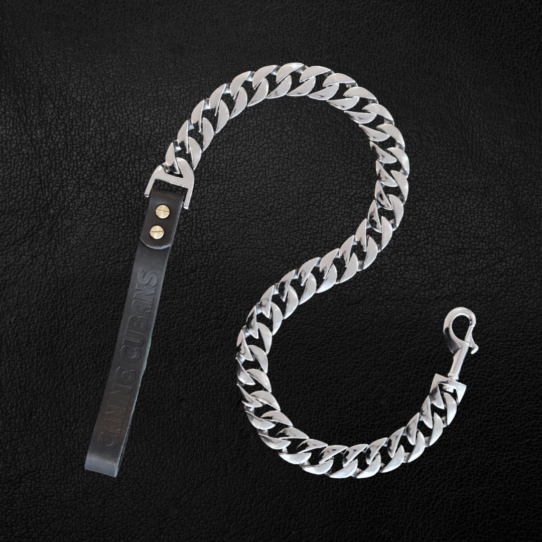 25mm Silver Cuban Link Leash - Canine Cubans