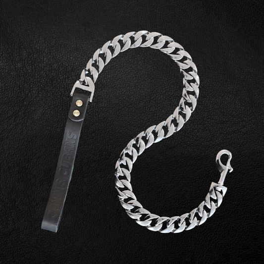 25mm Silver Cuban Link Leash - Canine Cubans