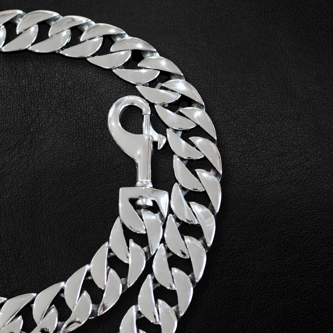 25mm Silver Cuban Link Leash - Canine Cubans