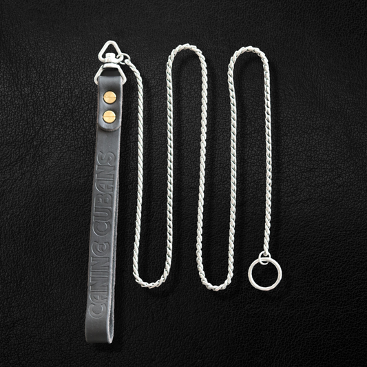 Silver Slip Lead with Leather Handle - Canine Cubans