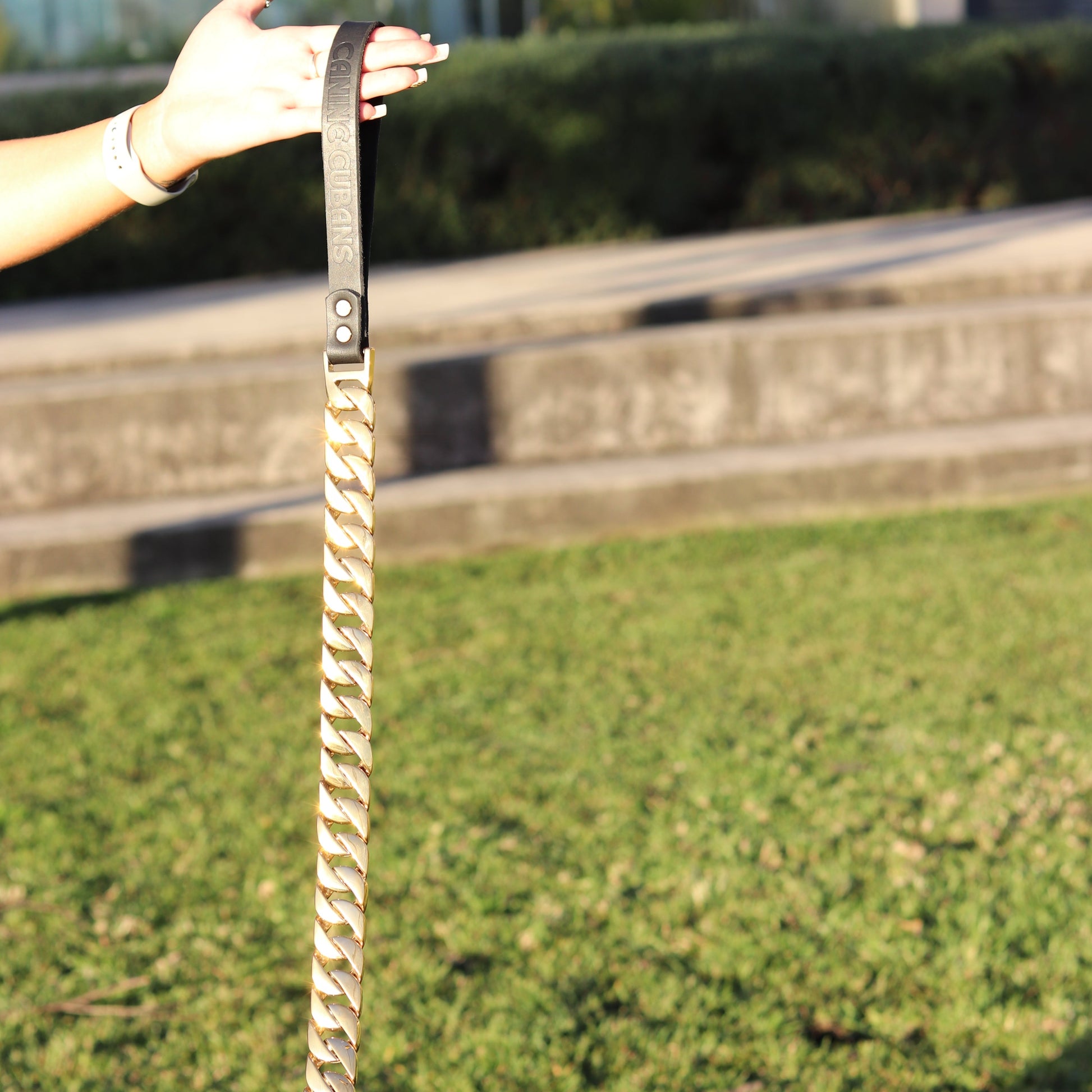 32mm Gold Cuban Link Leash - Canine Cubans