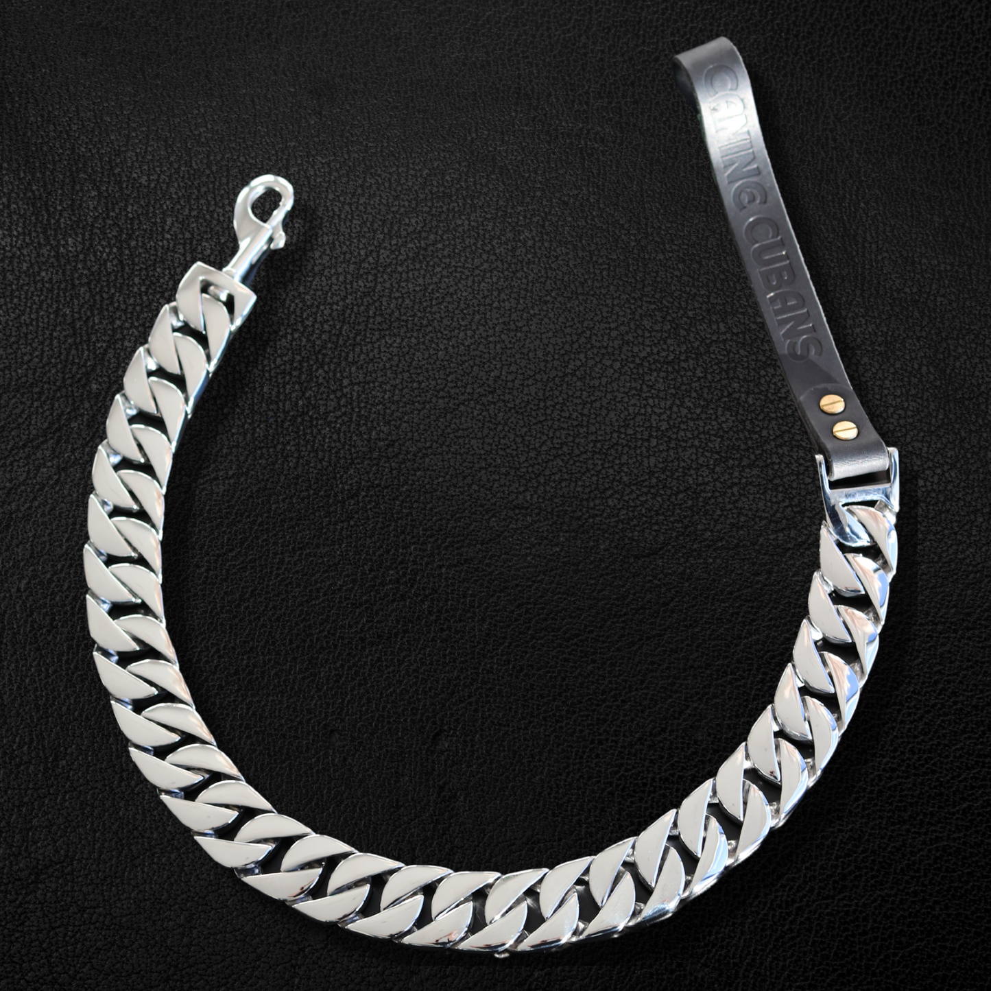 32mm Silver Cuban Link Leash - Canine Cubans
